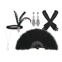 Ensemble d'accessoires Années Folles avec éventail en plumes