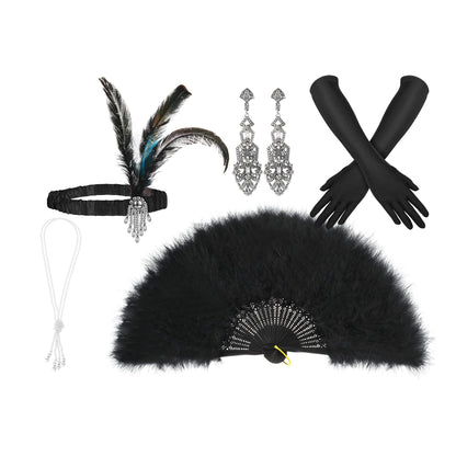 Roaring 20s Accessory Set with Feather Fan