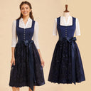 Premium Navy Sequin Oktoberfest Dirndl & White Lace Blouse Set