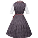 Oktoberfest Pink Embroidered Dirndl Dress with Lace Apron and Blouse - Retrorobe