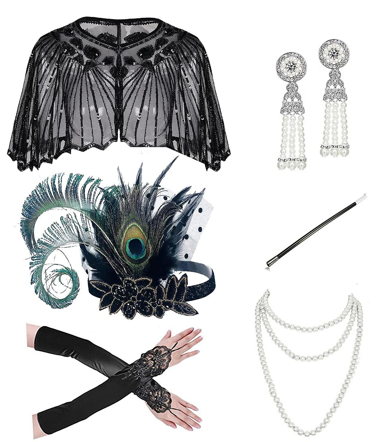 Gatsby Glam Sequin Shawl Accessory Set