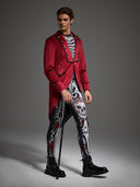 Men's Gothic Skeleton Bodysuit 2-Piece Halloween Costume Set
