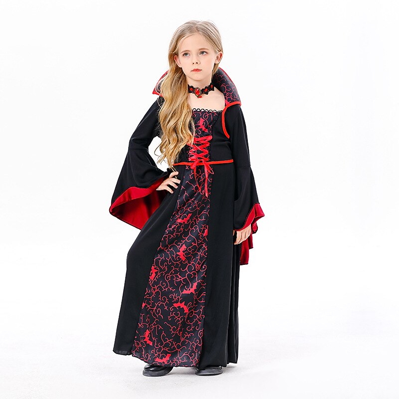 Gothic Long Sleeve Black Red Vampire Dress