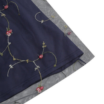 Embroidered Tie Strap Midi Dress