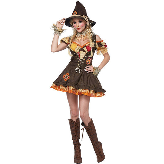 Scarecrow Halloween Costume Dress with Hat