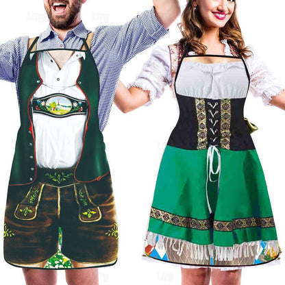 Tablier imprimé Oktoberfest Lederhosen &amp; Dirndl pour couples