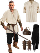 Pirate & Viking Style Outfit Set: Shirt, Pants, Waist Belt - Retrorobe