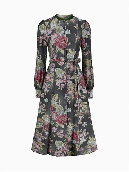 Oktoberfest Black Floral Vintage Dirndl Dress with Apron