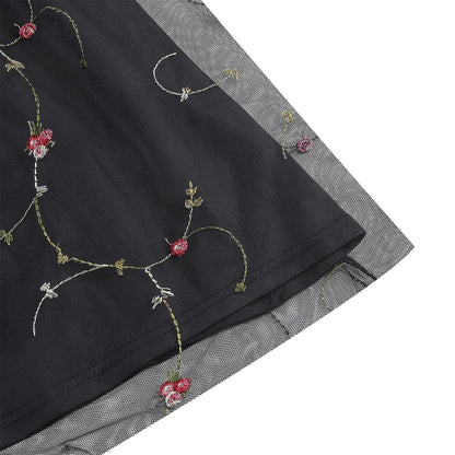 Embroidered Tie Strap Midi Dress