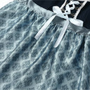 Oktoberfest Blue Mini Dirndl Dress with Lace-Up Bodice