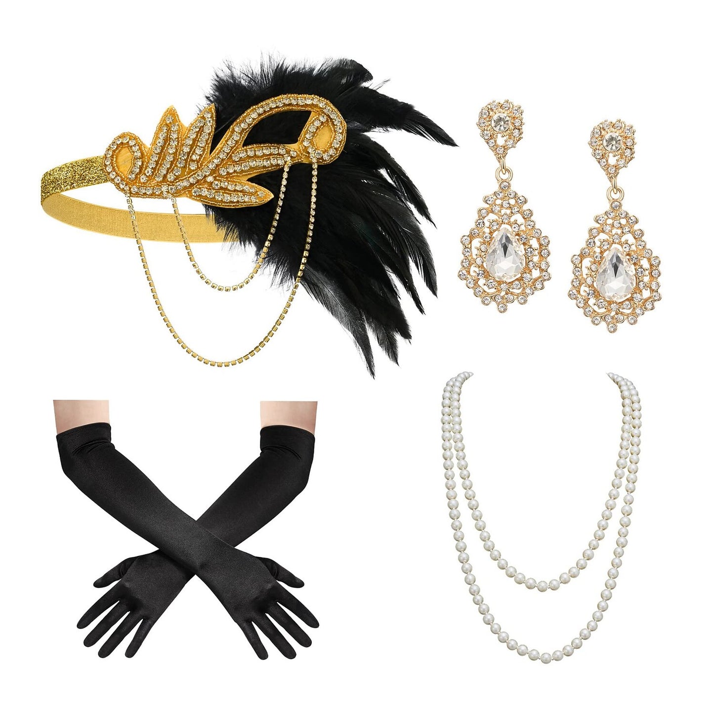 4Pcs 1920s Gatsby Accessory Set