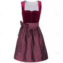 Oktoberfest Burgundy Traditional Dirndl Dress with Apron - Retrorobe