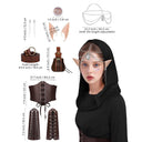 Vestido asimétrico medieval con tocado, corsé y armaduras
