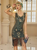 Floral Beading Tassel Flapper Dress