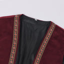 Men's Burgundy Renaissance Long Vest 3-Piece Costume Set