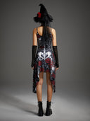Women's Skeleton Rose Witch 4-Piece Halloween Costume Set
