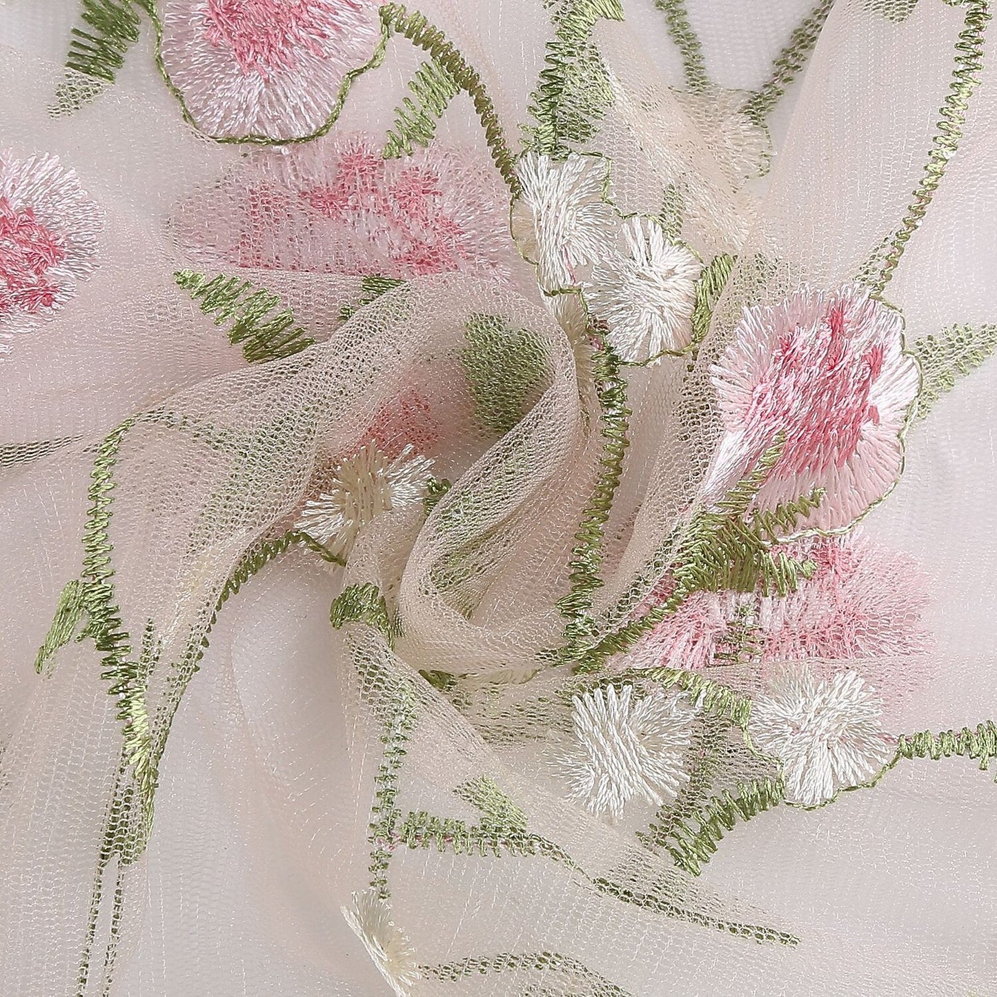 Floral Embroidered Mesh Midi Dress