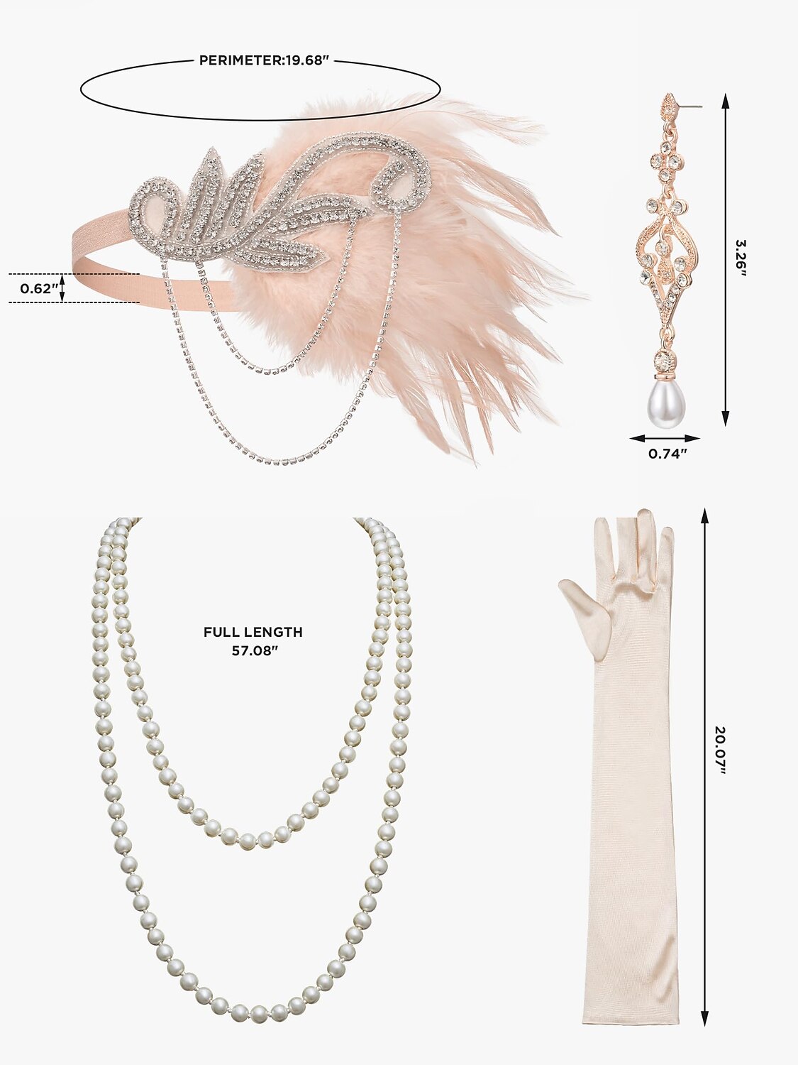 4Pcs 1920s Gatsby Accessory Set