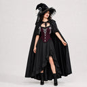 Women's Burgundy & Black Gothic Witch Dress 4-Piece Costume Set