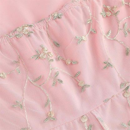 Floral Embroidered Halter Midi Dress