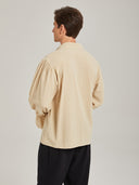 Men's Beige Ruffle Pirate Shirt & Black Pants Costume Set