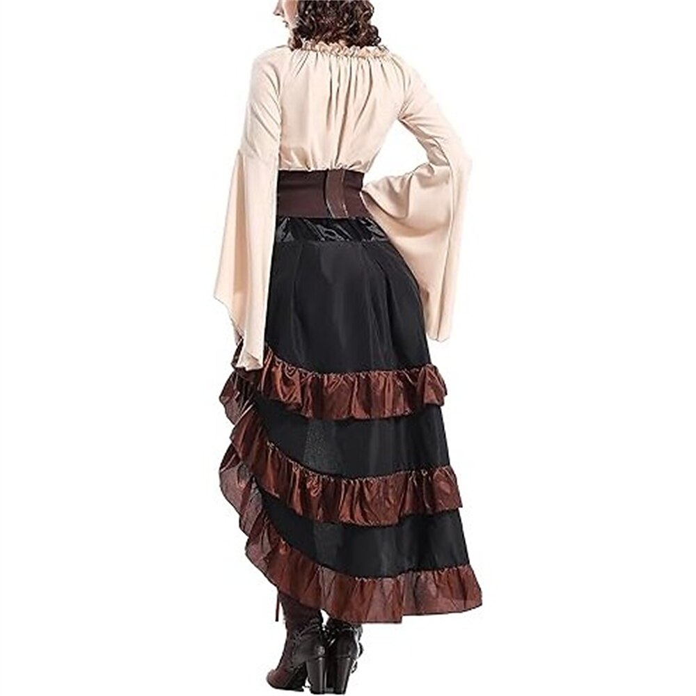 Medieval Pirate Set with Blouse Skirt Waspie Corset Belt