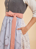 Oktoberfest Grey Dirndl Dress with Deer Print Apron