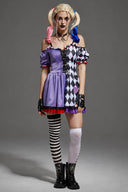 Women's Purple Diamond Jester Halloween Costume Dress
