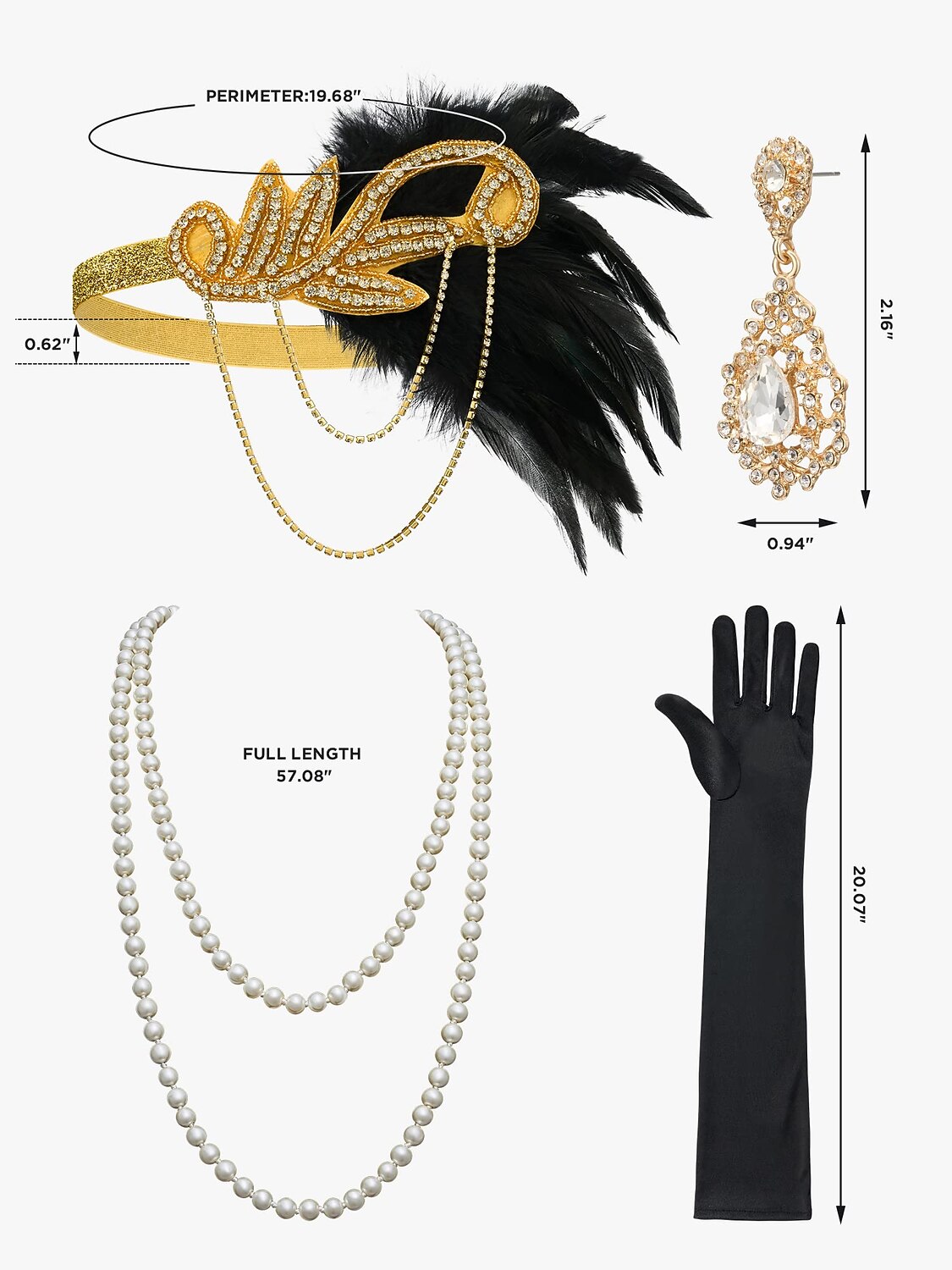 4Pcs 1920s Gatsby Accessory Set