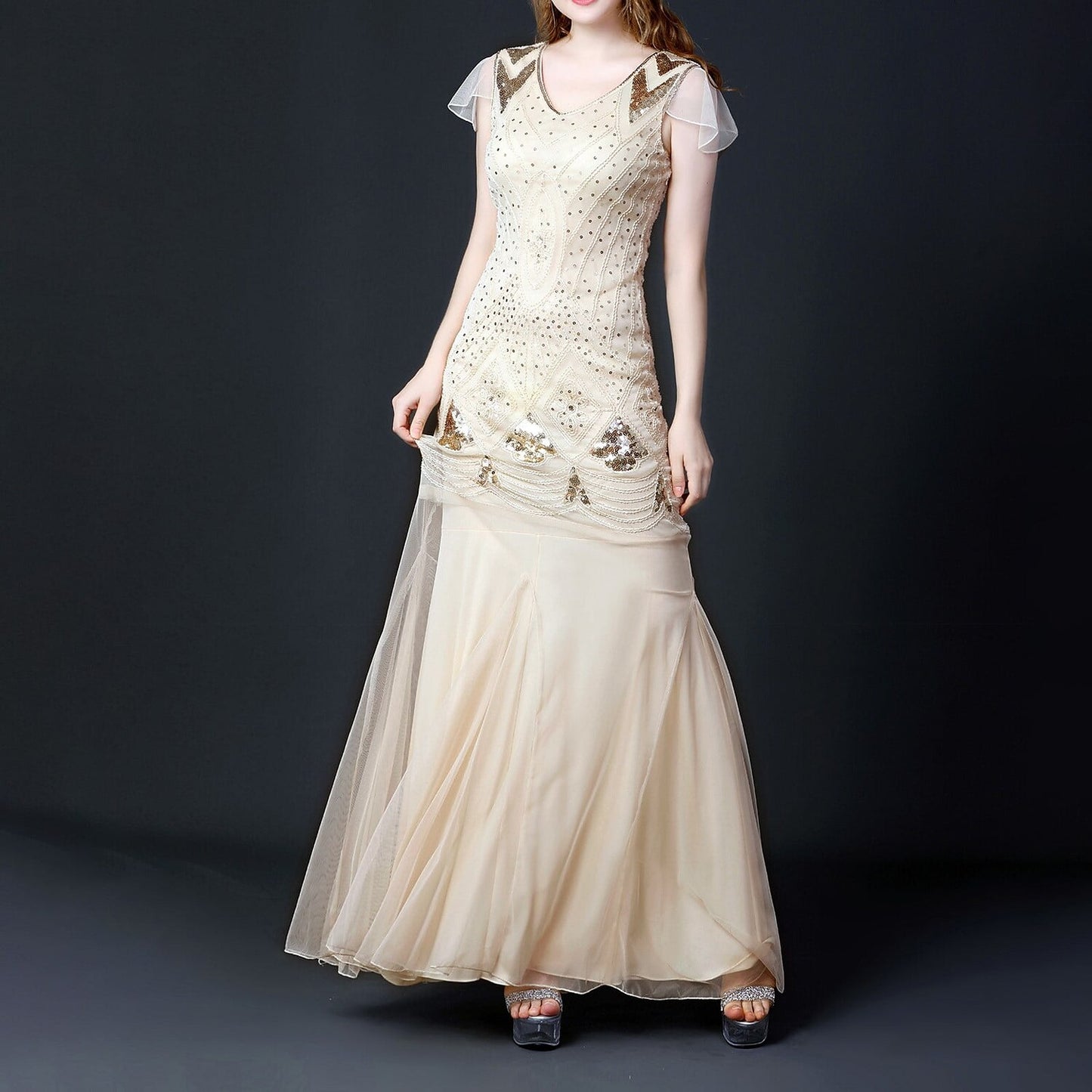 Mermaid Beaded Sequin Mesh Gown