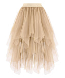 Women's Red and Black Gothic High-Low Tulle Skirt