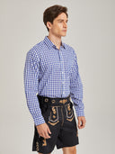 Men’s Blue Checkered Oktoberfest Shirt for Lederhosen