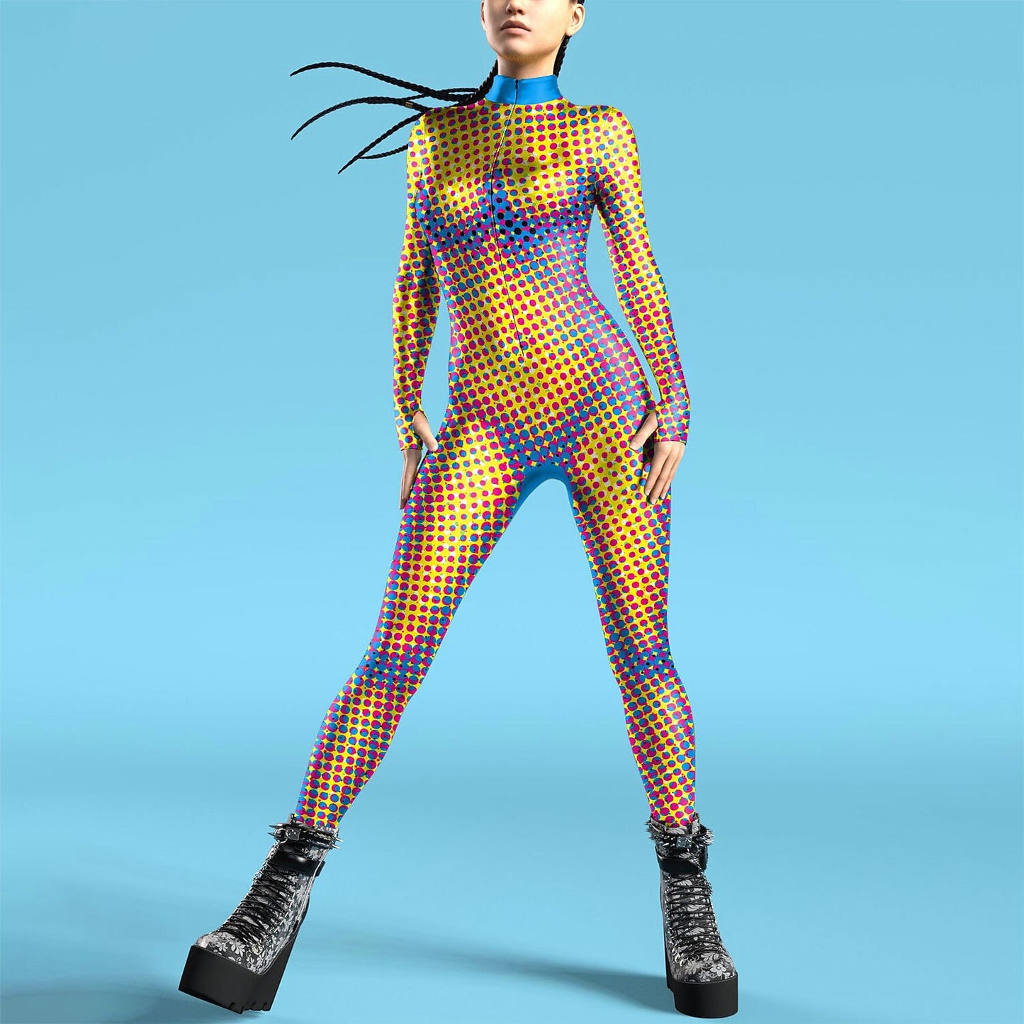 Rainbow Print Catsuit Costume