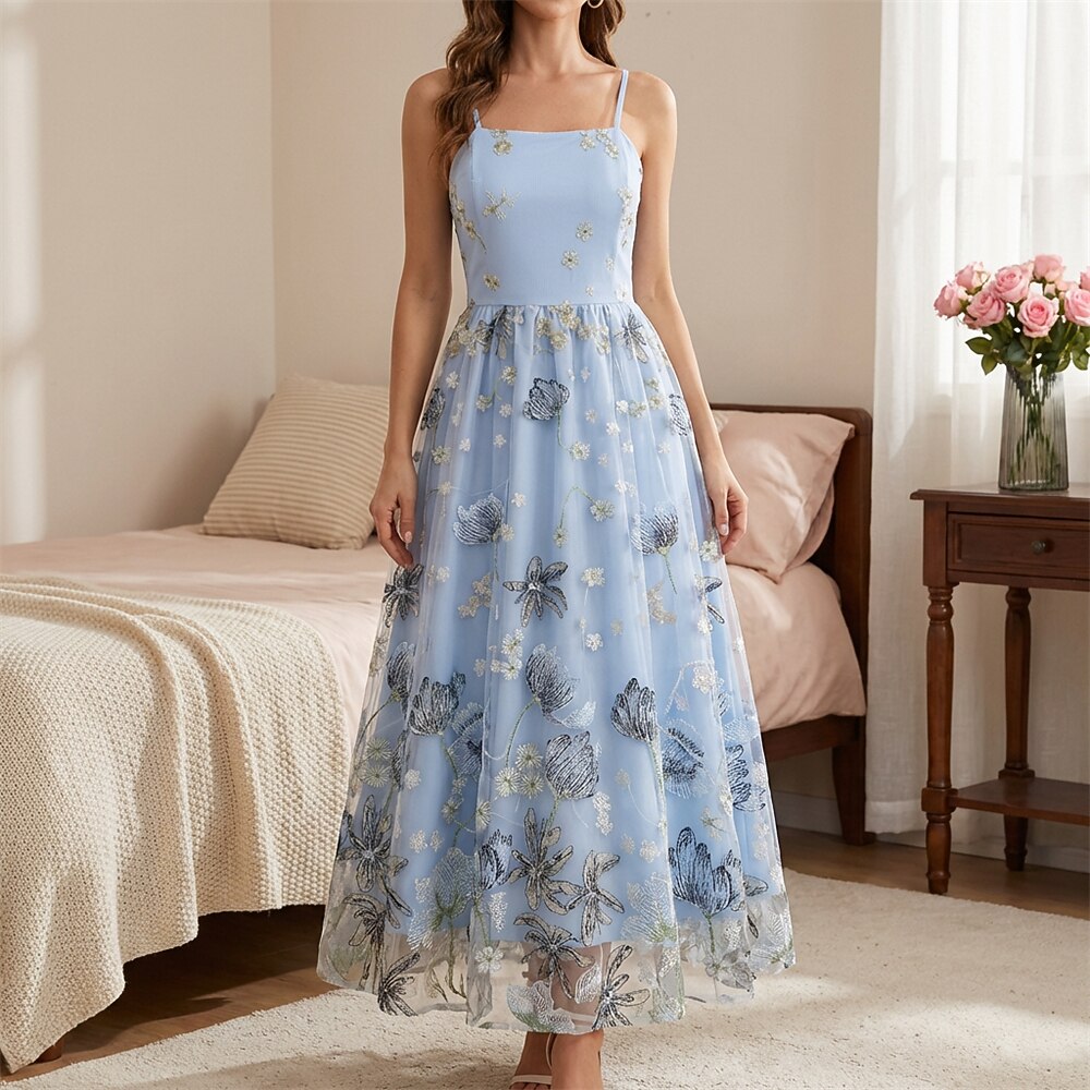 Floral Embroidered Midi Dress