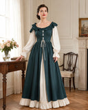 Renaissance Cotton Cottagecore Dress with Ruffle Trim