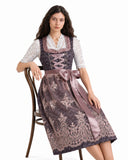 Oktoberfest Pink Embroidered Dirndl Dress with Lace Apron and Blouse