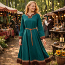 Vestido largo vikingo medieval con cinturón