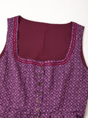 Women’s Oktoberfest Plum Purple Midi Dirndl Dress with Pink Apron