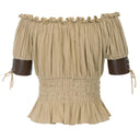 Renaissance Style Half Sleeve Lace-Up Blouse - Retrorobe