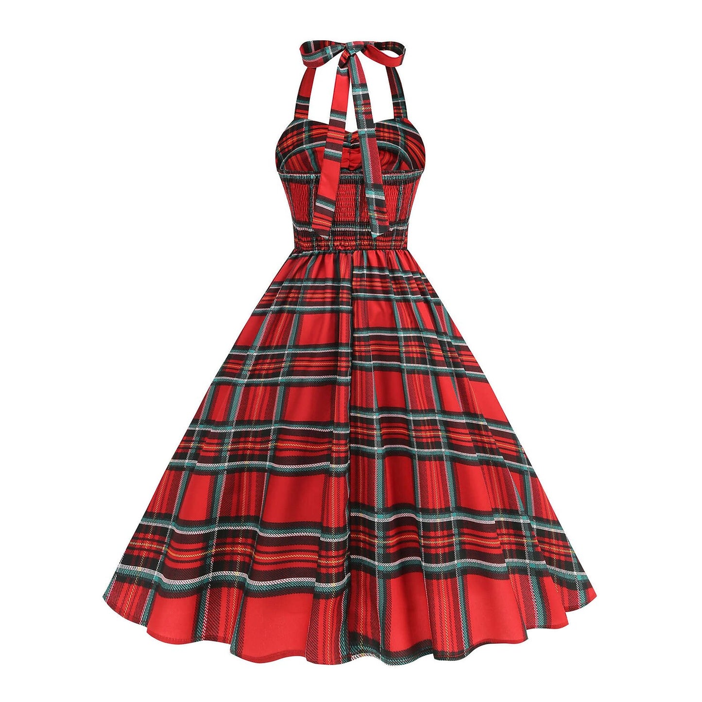 Red Tartan Halter Neck Xmas Dress