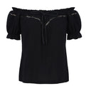 Renaissance Crew Neck Off Shoulder Lace-up Tops - Retrorobe