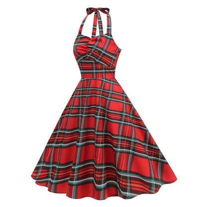 Red Tartan Halter Neck Xmas Dress