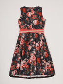 Women’s Oktoberfest Black Rose Floral Dirndl Dress with Red Apron