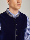 Men's Blue Bavarian Oktoberfest Velvet Vest