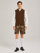 Men’s Brown Bavarian Oktoberfest Vest with Embroidery