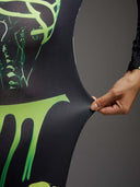 Leotard svasato da donna di Halloween con scheletro verde neon