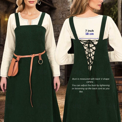 Medieval Viking Apron Overdress Tunic Set Dress