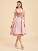 Oktoberfest Pink Midi Dirndl Dress with Pockets
