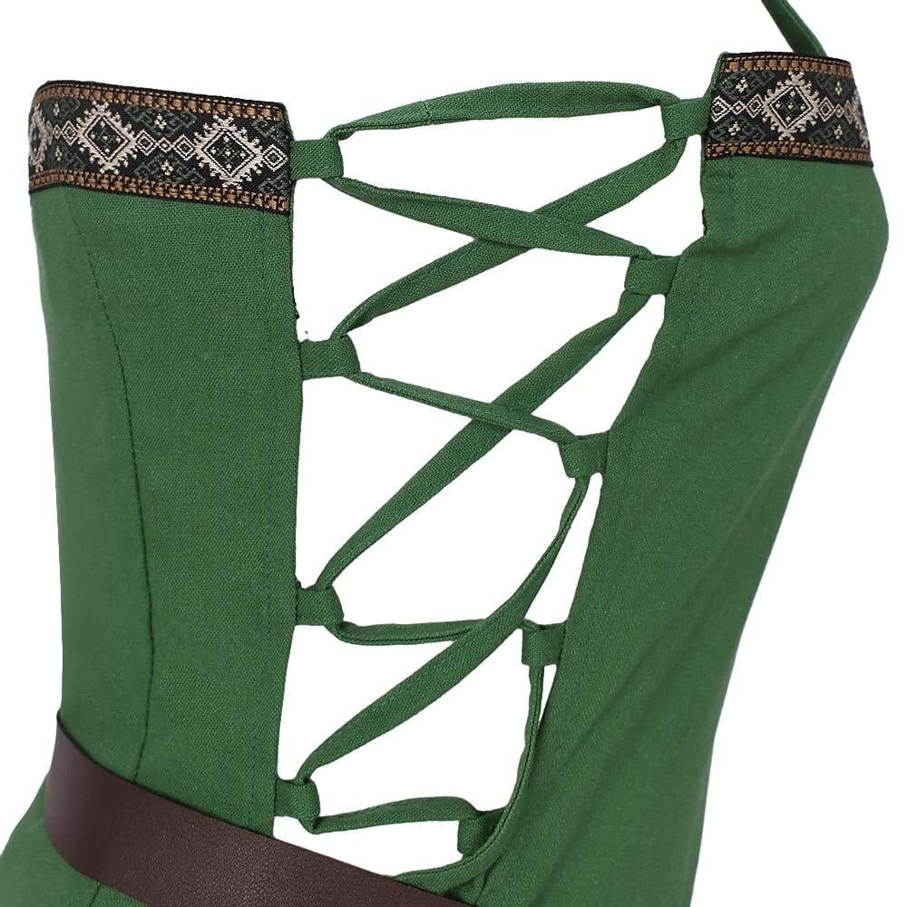 Medieval Viking Spaghetti Strap Dress with Belt