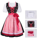 Oktoberfest Gingham Floral Dirndl Dress Set with Apron and Blouse - Retrorobe